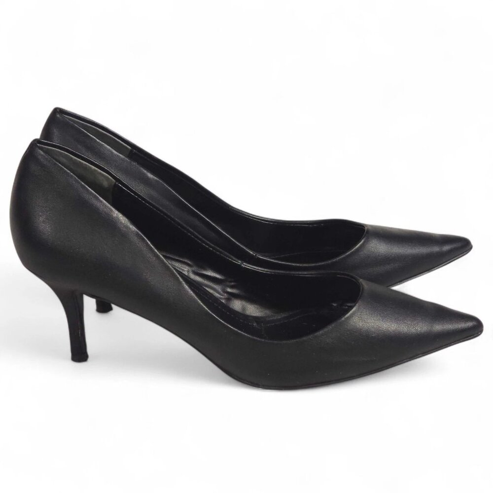 Charles by Charles David Black Pointed Toe Pumps Heels Size 9M Mid Kitten Heel